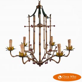 Faux Bamboo Pagoda With Leaves Chandelier