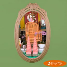 Faux Bamboo Palm Oval Mirror