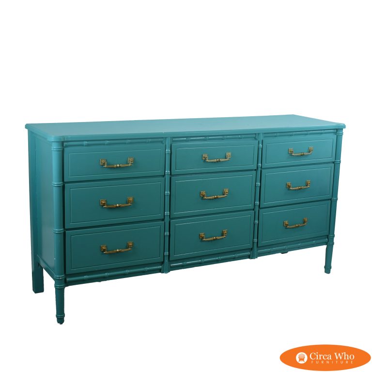 Faux Bamboo Teal Dresser