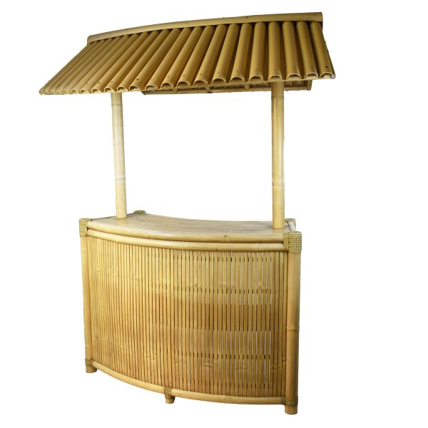 Faux Bamboo Tiki Bar with Stools
