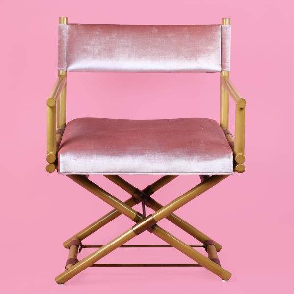 "Palm Beach style vintage chair in bamboo and blush velvet"