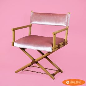 Vintage faux bamboo director's chair with blush pink velvet upholstery - Circa Who"