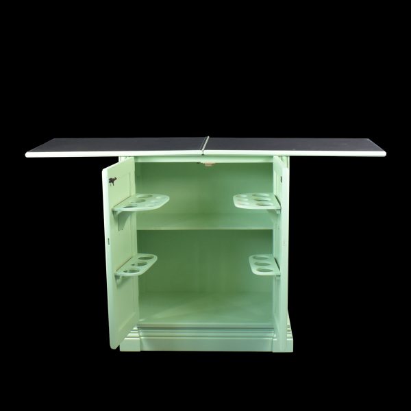 Faux Bamboo Vintage Bar Flip Top in Casters