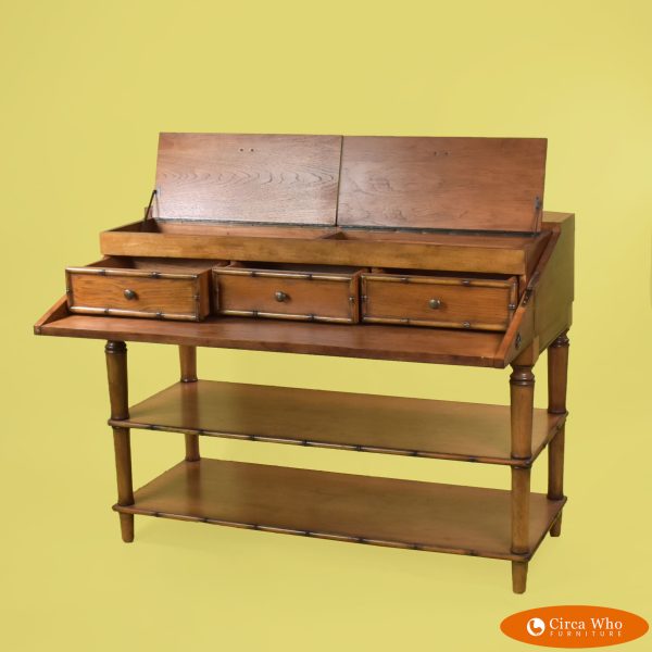 Faux Bamboo Vintage Secretary Desk