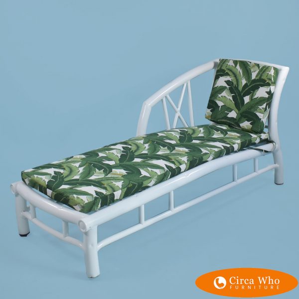 Faux Bamboo White Chaise Lounge