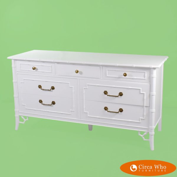 Faux Bamboo White Dresser