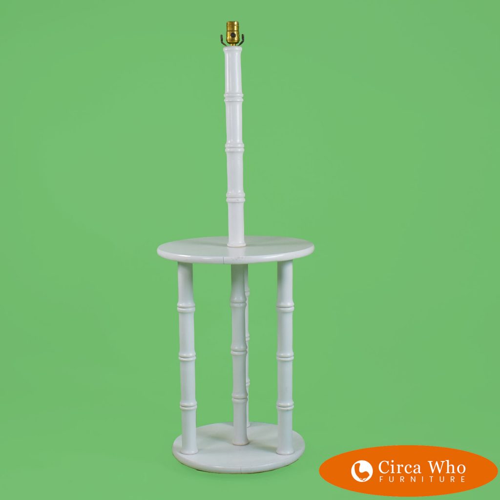 Faux Bamboo White Floor Lamp With Table Circa Who