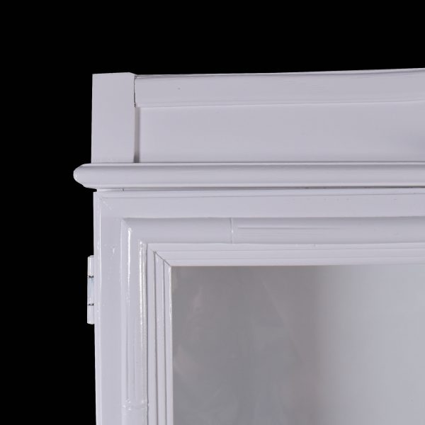 Faux Bamboo White Glass Doors Cabinet
