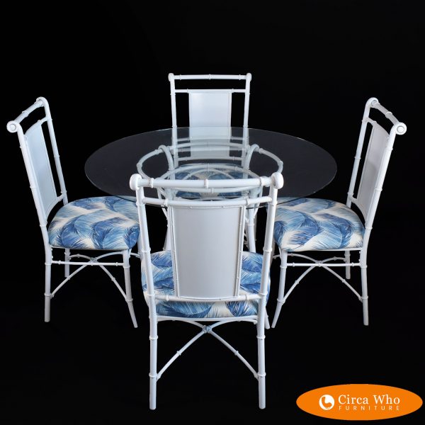 Faux Bamboo White Outdoor Set