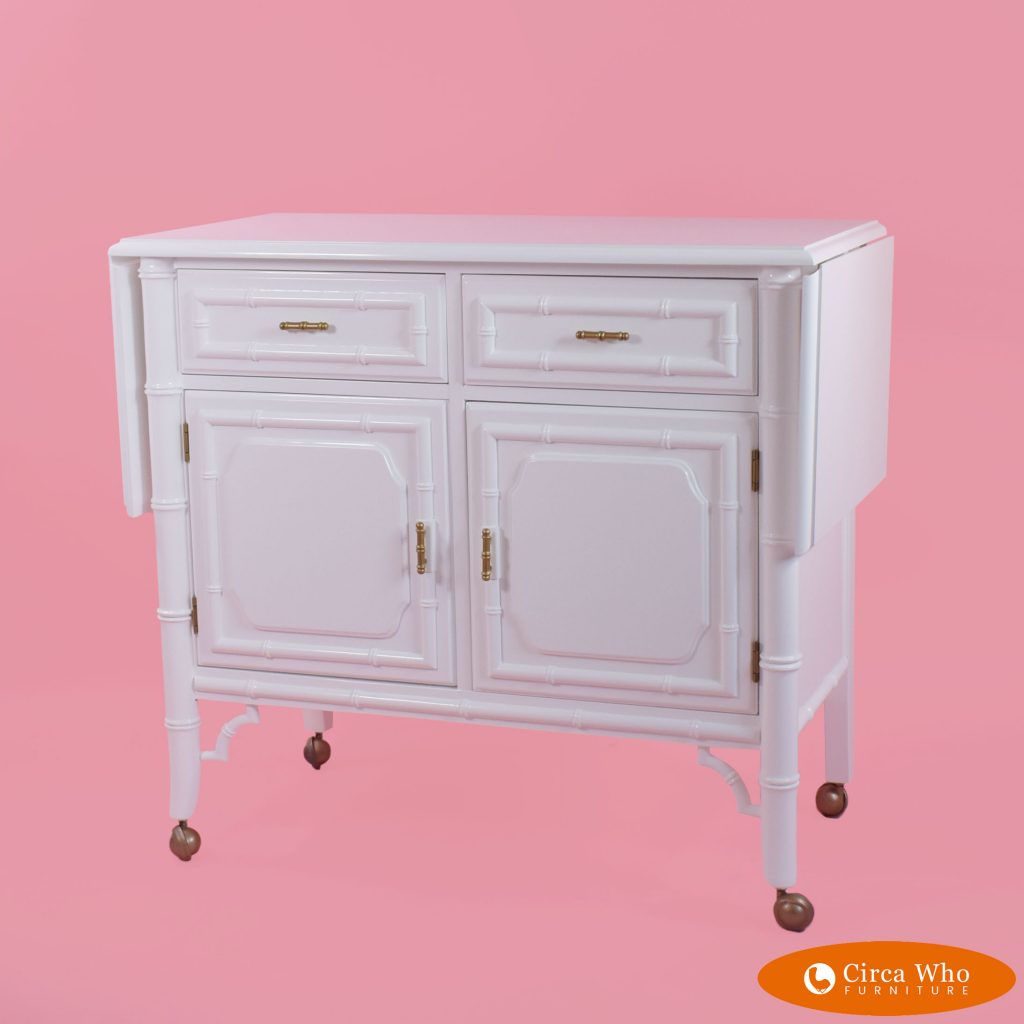 Faux Bamboo White Server in Casters