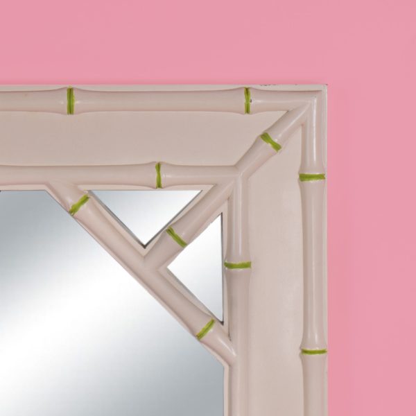 Faux Bamboo White and Green Rectangular Mirror