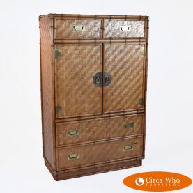Faux Bamboo Woven Rattan Cabinet by Dixie