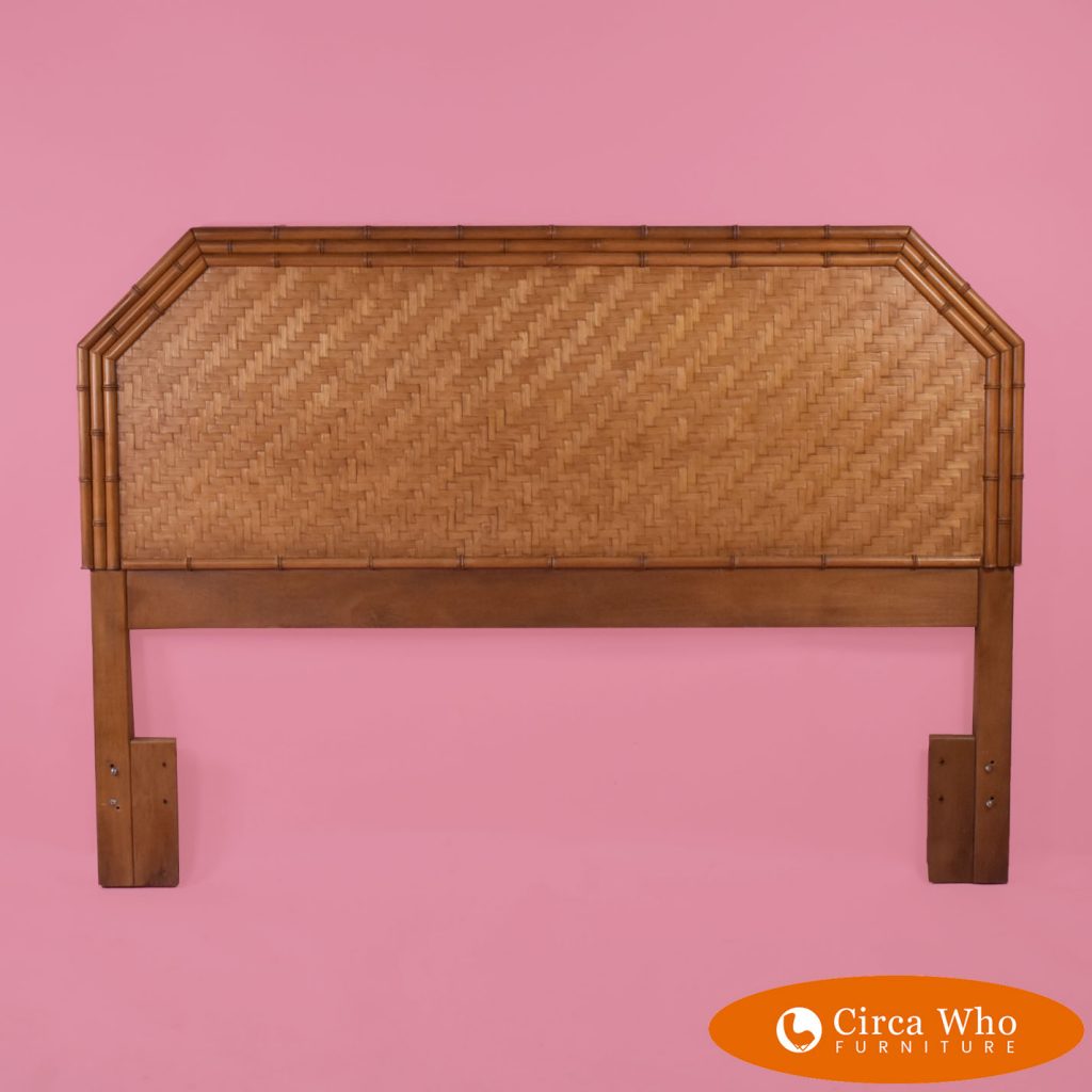 Faux Bamboo Woven Rattan Queen Headboard Circa Who