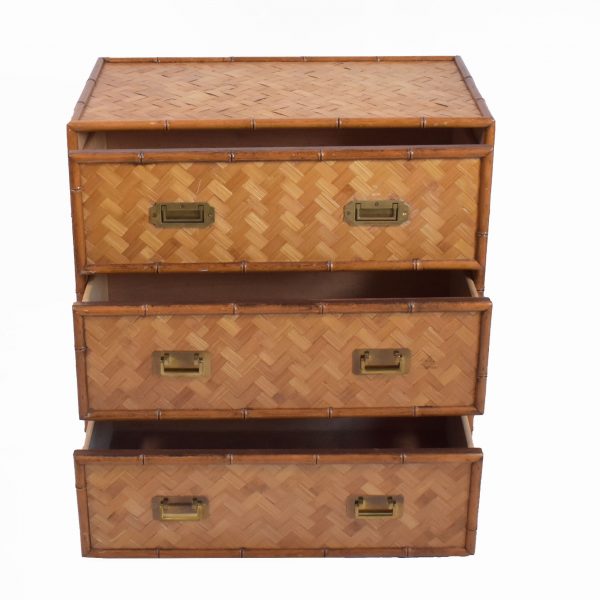 Faux Bamboo Woven Rattan Chest