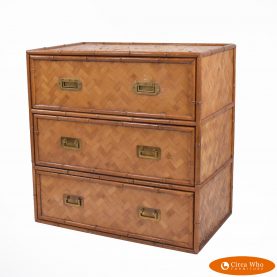 Faux Bamboo Woven Rattan Chest