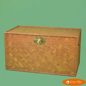 Faux Bamboo Woven Rattan Vintage Trunk