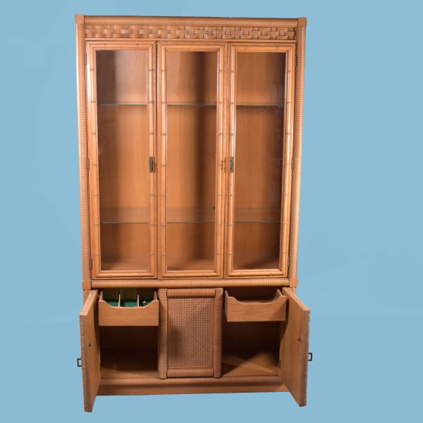 Faux Bamboo Wrapped Rattan Cabinet By Dixie