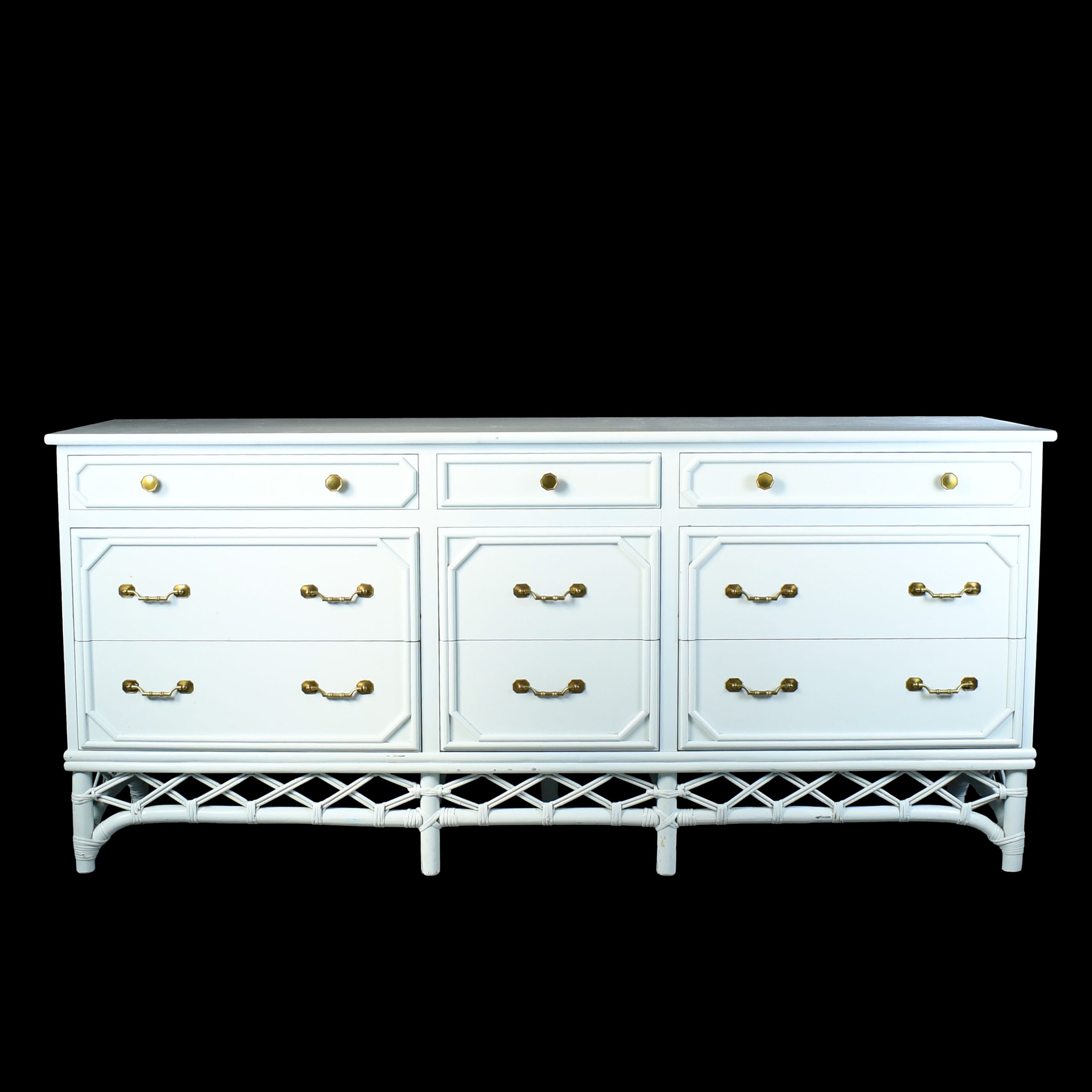 Faux Bamboo and Rattan Triple Dresser by Ficks Reed