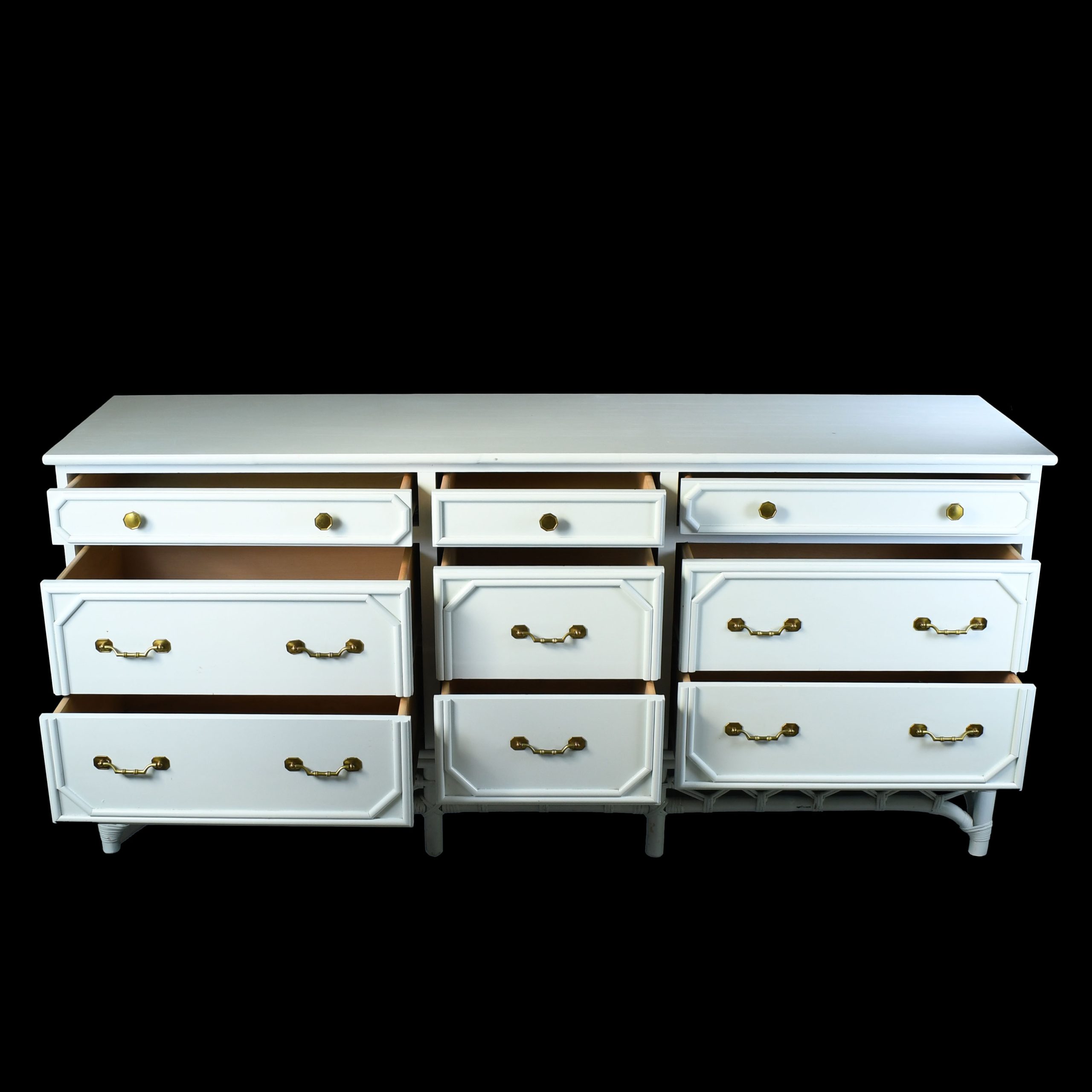 Faux Bamboo and Rattan Triple Dresser by Ficks Reed