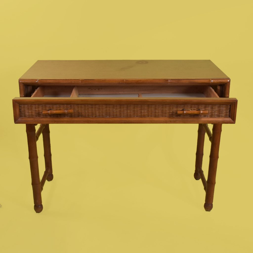 Faux Bamboo and Woven Rattan Desk Circa Who