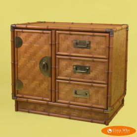 Faux Bamboo and Woven Rattan Nightstand by Dixie