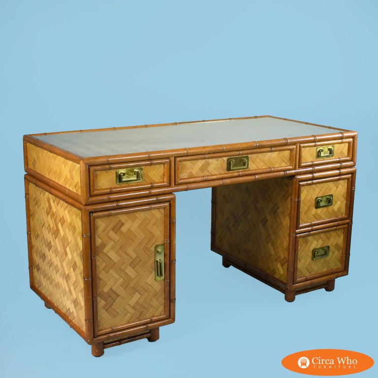 Faux Bamboo and Wrapped Rattan Desk
