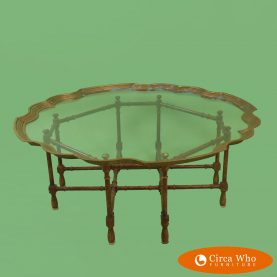 Faux Tortoise Brass Glass Top Coffee Table
