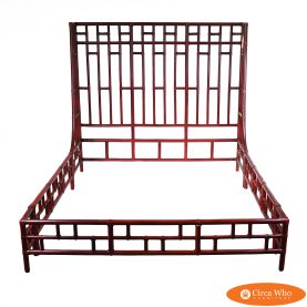 Faux Tortoise Fretwork Queen Bed