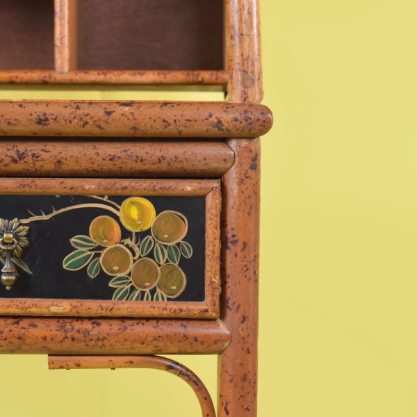 Faux Tortoise Hand-Painted Pagoda Desk With Hutch