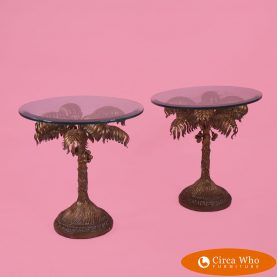 Faux Tortoise Shell Palm Tree Side Tables