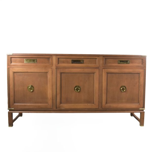 Ficks Reed Rattan and Brass Credenza