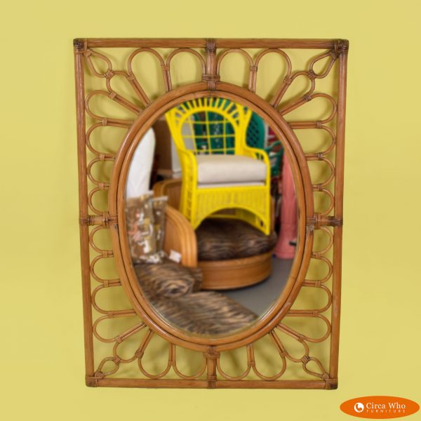 Franco Albini Style Rattan Mirror