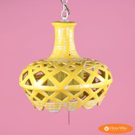 Fretwork Ceramic Yellow Lantern