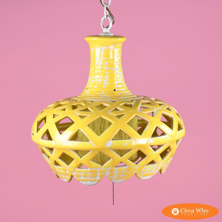 Fretwork Ceramic Yellow Lantern