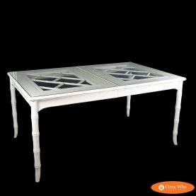 Fretwork Faux Bamboo White Dining Table