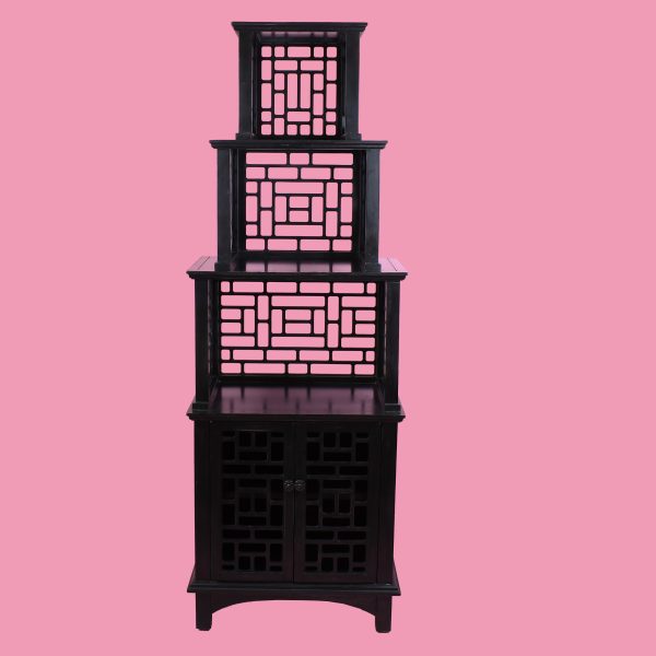 Fretwork Ming Style Black Etagere