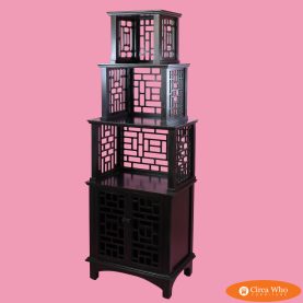 Fretwork Ming Style Black Etagere