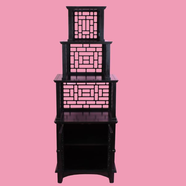Fretwork Ming Style Black Etagere