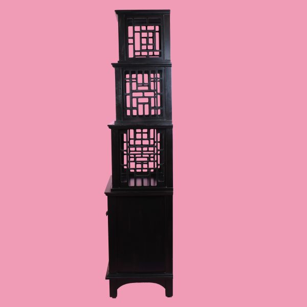 Fretwork Ming Style Black Etagere