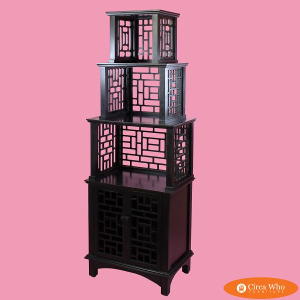 Fretwork Ming Style Black Etagere