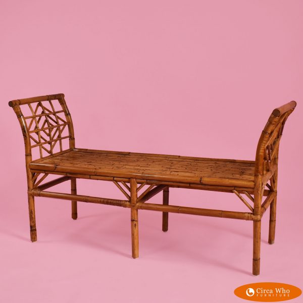 Fretwork Rattan Bench