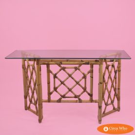 Fretwork Rattan Console Table