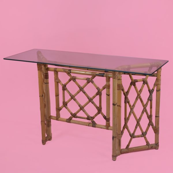 Fretwork Rattan Console Table