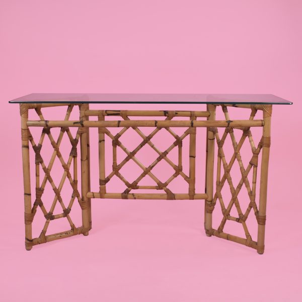 Fretwork Rattan Console Table