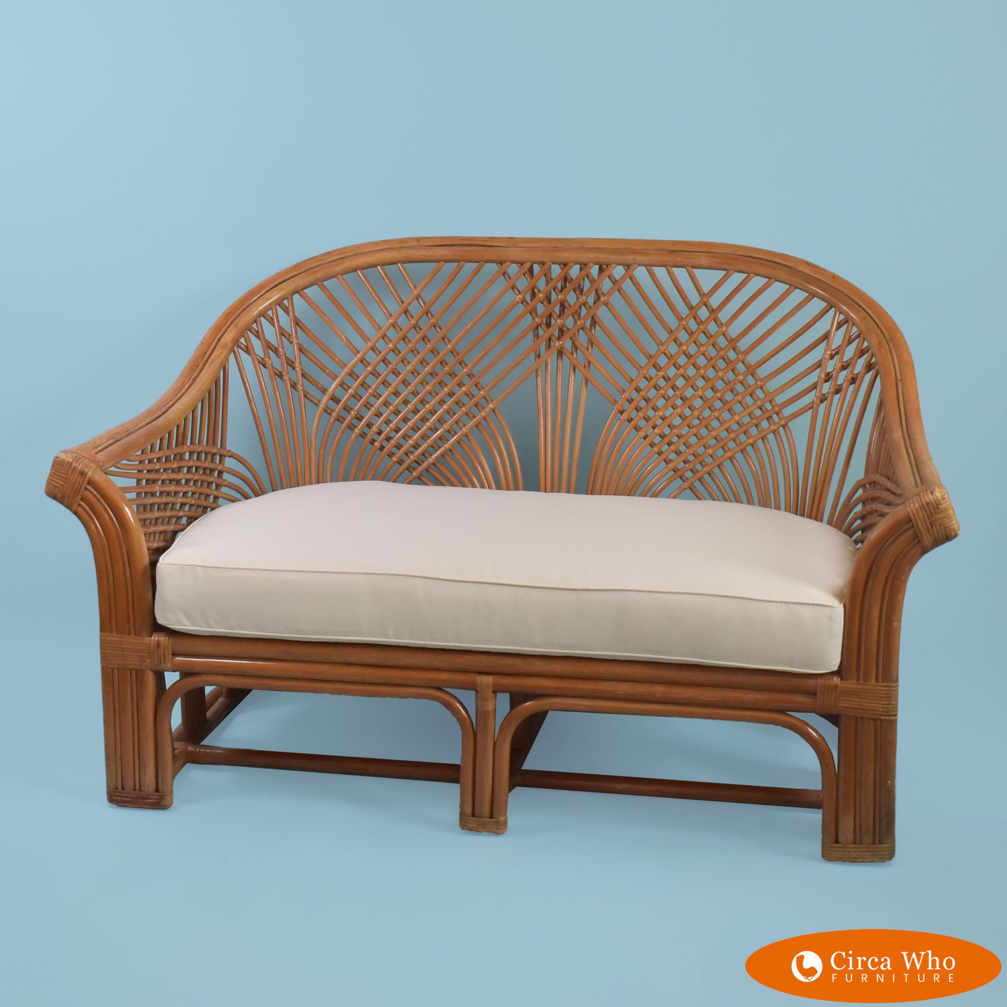 Fretwork Rattan Love Seat Circa Who