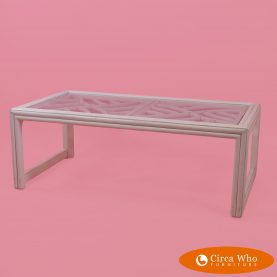 Fretwork Rattan White Coffee Table