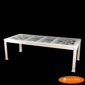 Glass Top Fretwork Dining Table With Leaf
