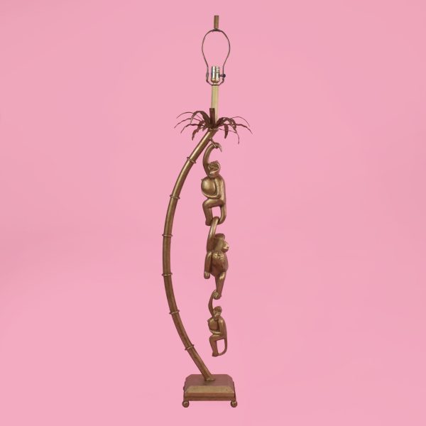 Gold Palm Tree Floor Lamp With Hanging Monkeys