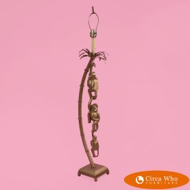 Gold Palm Tree Floor Lamp With Hanging Monkeys