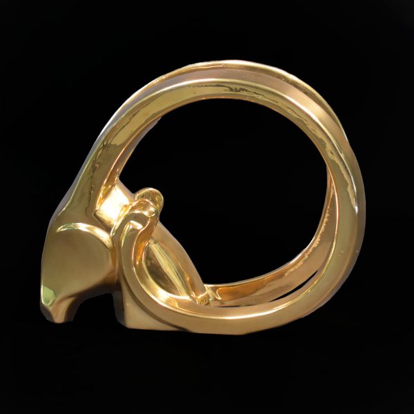 Gold Ram Head Sculpture